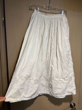 Women's Vintage Cotton Embroidered Midi Skirt